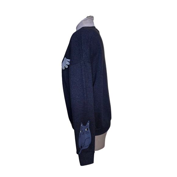 Zara Sequined heart sweatshirt vintage cat graphic girls Size 13/14 gray - Picture 3 of 8